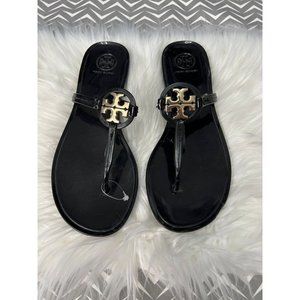 NEW Tory Burch women's size 7 black/gold Mini Miller Jelly Thong Sandals